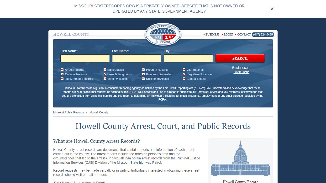 Howell County Arrest, Court, and Public Records